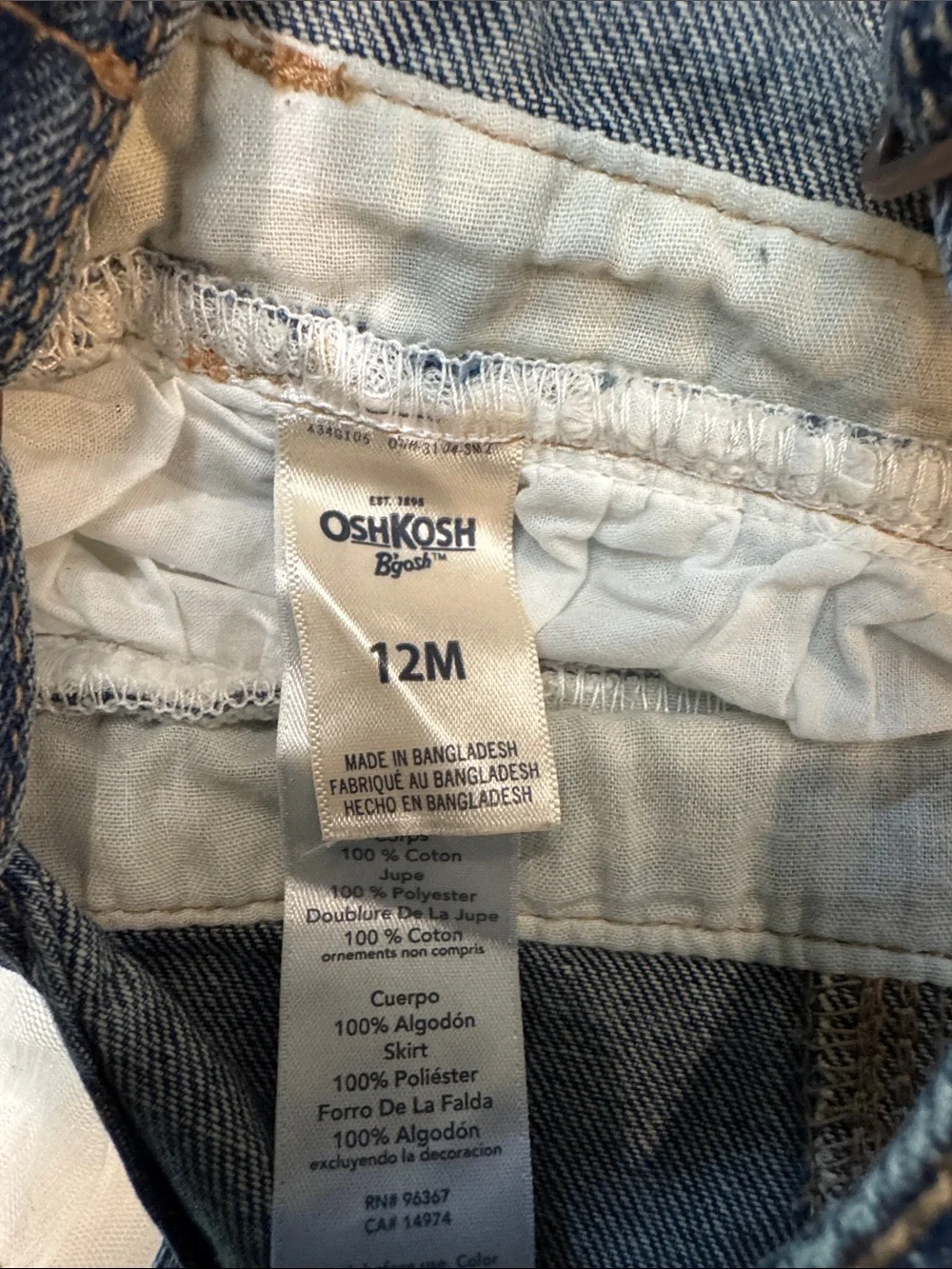 OshKosh B'gosh Denim & Cream Tulle Overall Dress for Kids